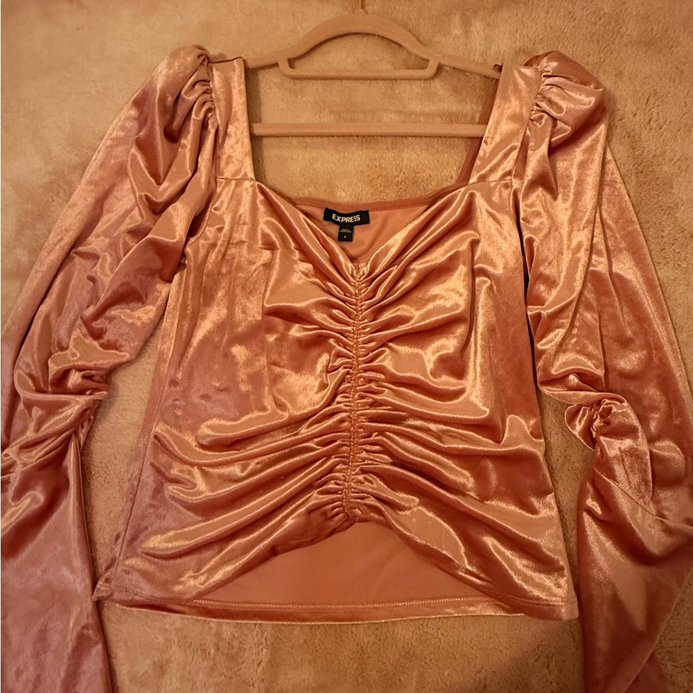 Express Women's Satin Ruched Blouse - Copper
